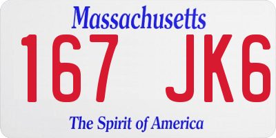 MA license plate 167JK6