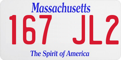 MA license plate 167JL2