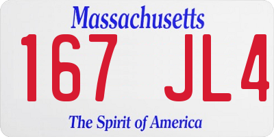 MA license plate 167JL4