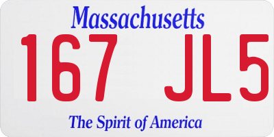 MA license plate 167JL5