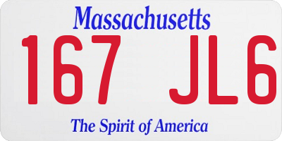 MA license plate 167JL6