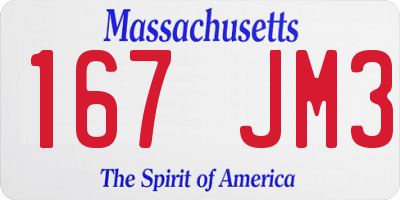 MA license plate 167JM3