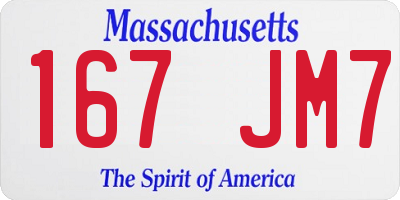 MA license plate 167JM7