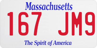 MA license plate 167JM9