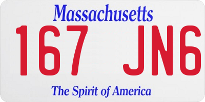 MA license plate 167JN6