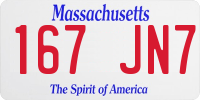 MA license plate 167JN7