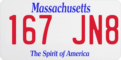 MA license plate 167JN8