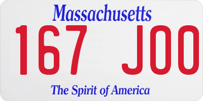 MA license plate 167JO0