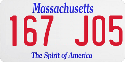 MA license plate 167JO5