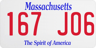 MA license plate 167JO6