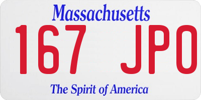 MA license plate 167JP0