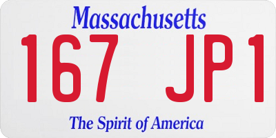 MA license plate 167JP1