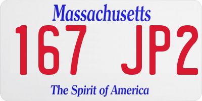 MA license plate 167JP2