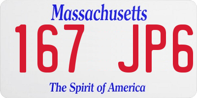 MA license plate 167JP6