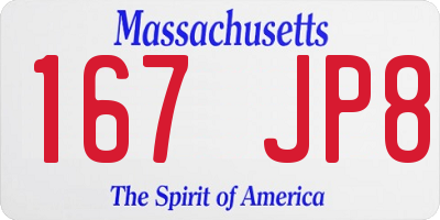 MA license plate 167JP8