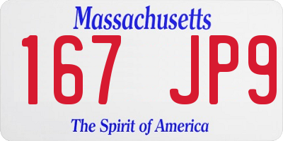 MA license plate 167JP9
