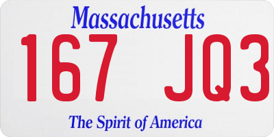 MA license plate 167JQ3