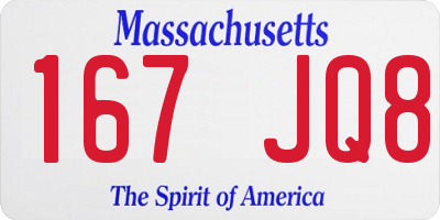 MA license plate 167JQ8