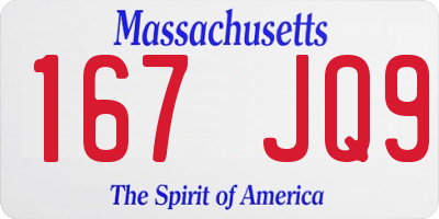 MA license plate 167JQ9