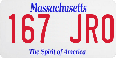 MA license plate 167JR0