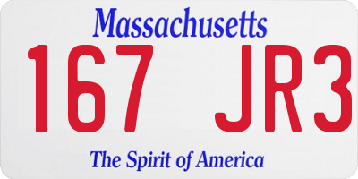 MA license plate 167JR3
