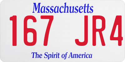 MA license plate 167JR4