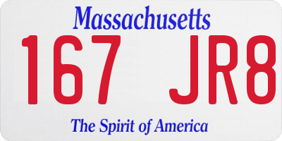 MA license plate 167JR8