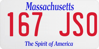 MA license plate 167JS0