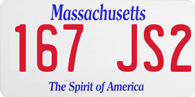 MA license plate 167JS2