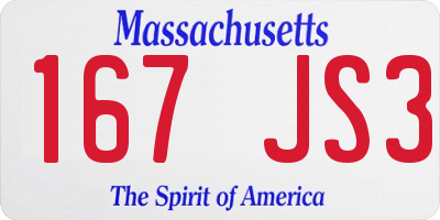 MA license plate 167JS3