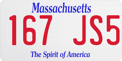 MA license plate 167JS5