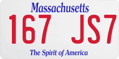MA license plate 167JS7
