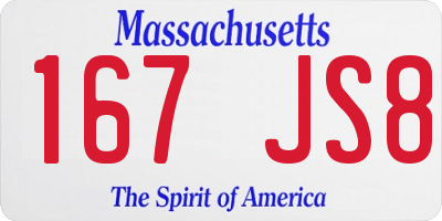 MA license plate 167JS8