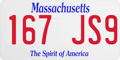 MA license plate 167JS9