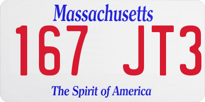 MA license plate 167JT3