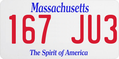 MA license plate 167JU3