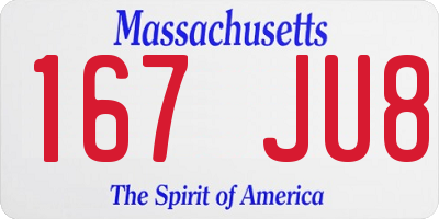 MA license plate 167JU8