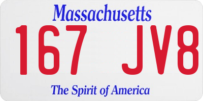 MA license plate 167JV8
