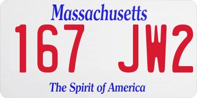 MA license plate 167JW2
