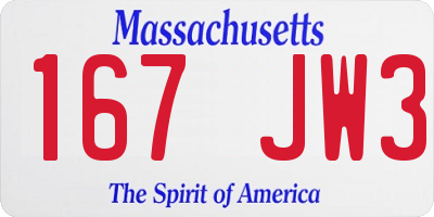 MA license plate 167JW3