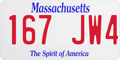 MA license plate 167JW4