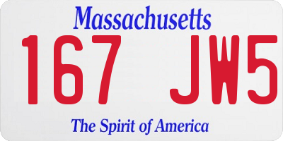 MA license plate 167JW5