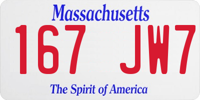 MA license plate 167JW7