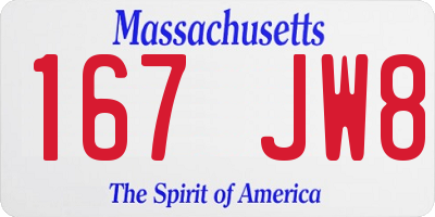 MA license plate 167JW8
