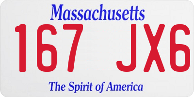 MA license plate 167JX6