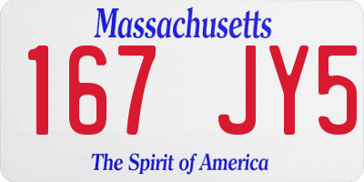 MA license plate 167JY5