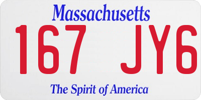 MA license plate 167JY6
