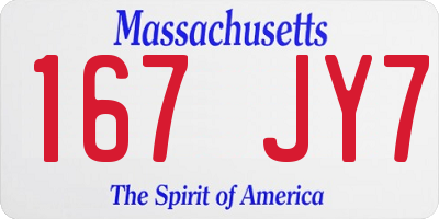 MA license plate 167JY7