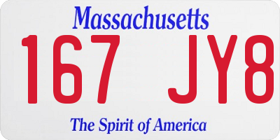 MA license plate 167JY8