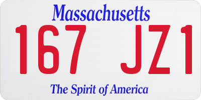 MA license plate 167JZ1